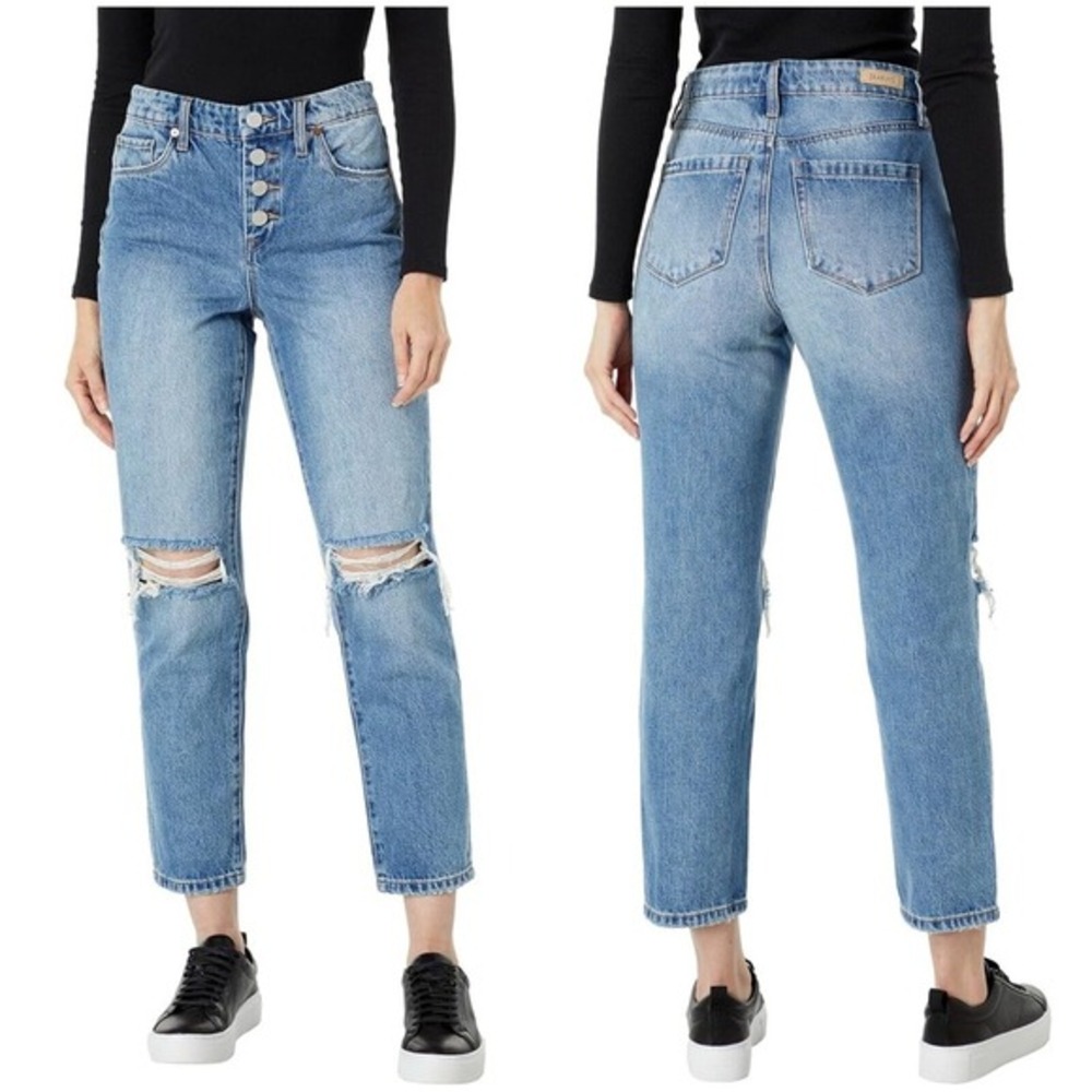Blank NYC The Madison Crop Jeans‎ Womens Size 29 Blue High-Rise Distressed Denim